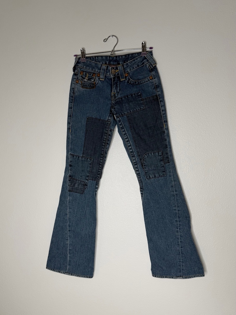 True Religion Patchwork Flare Jeans - Dark Blue